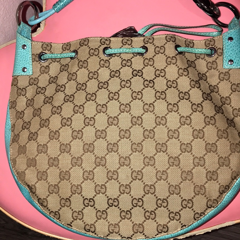 Authentic Gucci Monogram GG drawstring small hobo